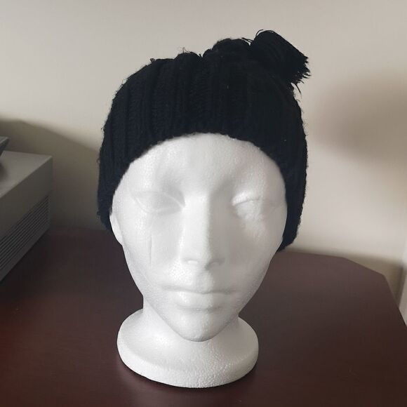 Randy Girl Black Knitted Beanie Hat With Pom One Size - Picture 1 of 9